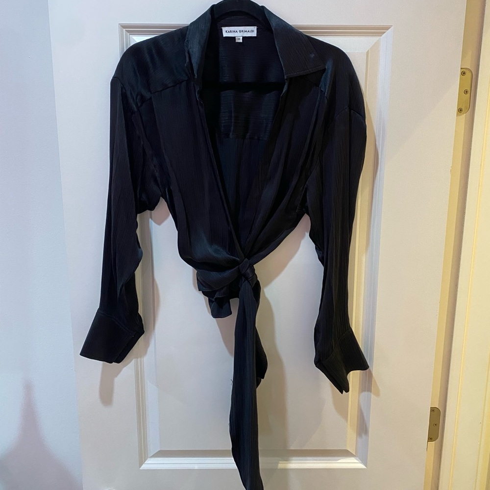 Karina Grimaldi silk wrap blouse- medium
